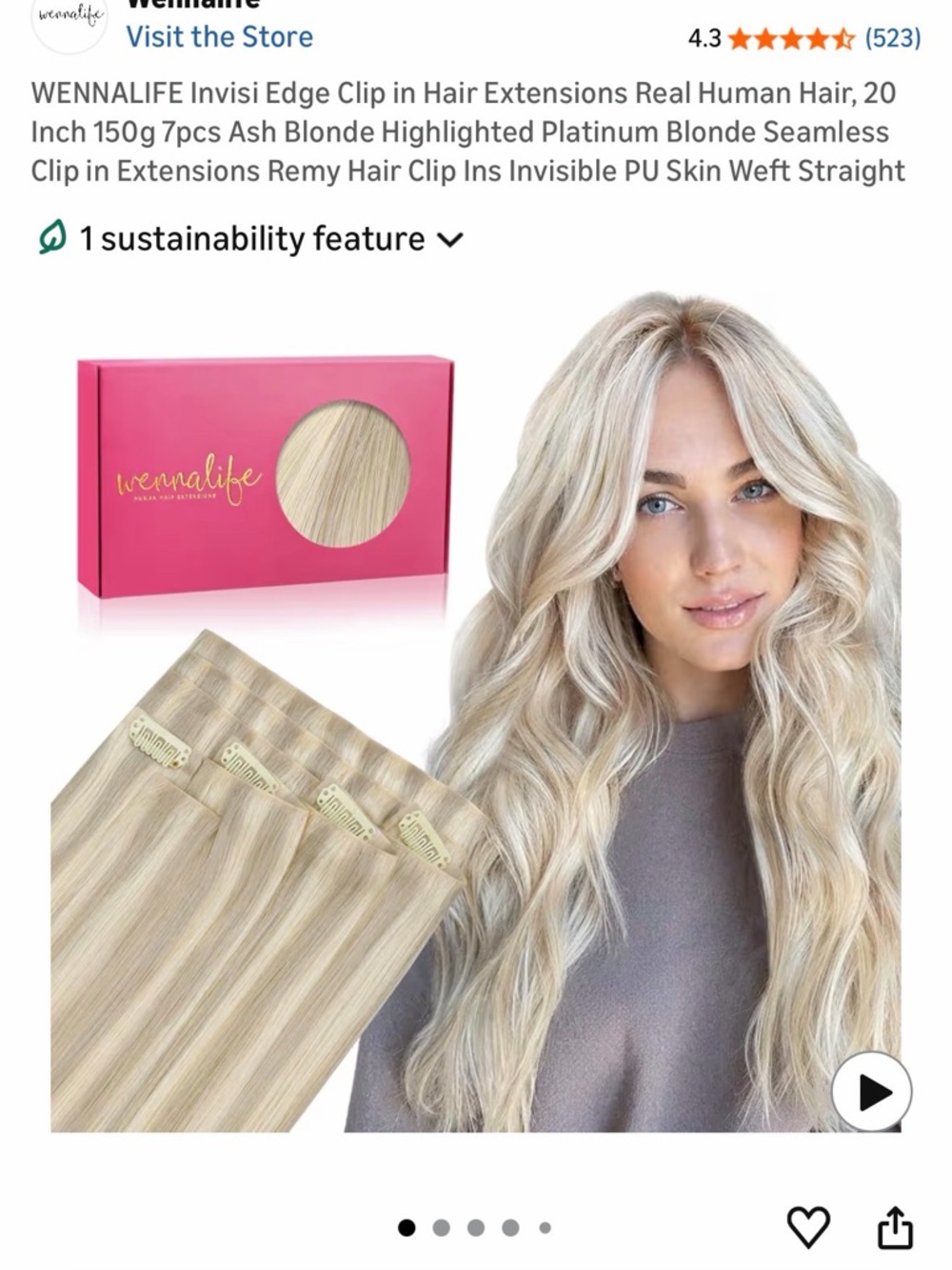 20” Wennalife Ash Blonde Invisible Wire Hair Extensions - Platinum Blonde